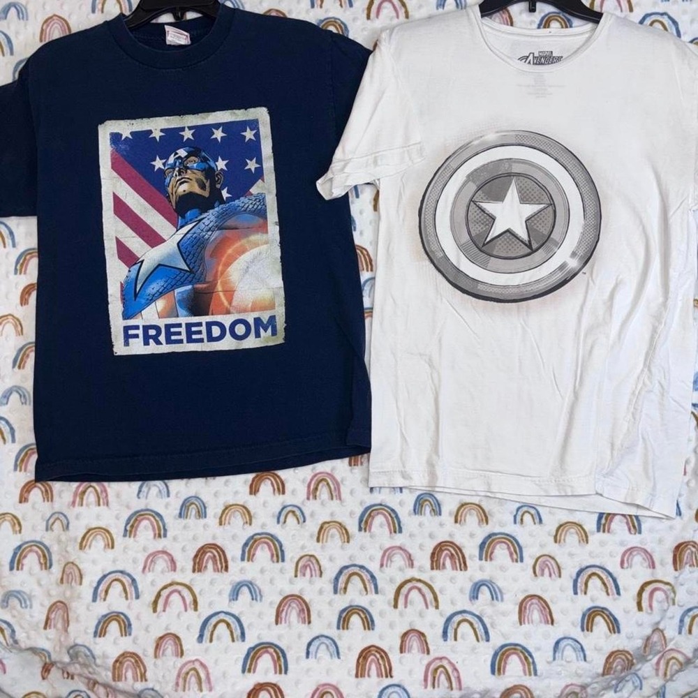 Marvel Captain America Freedom T-Shirt Bundle Men Medium Navy White 2 Pack